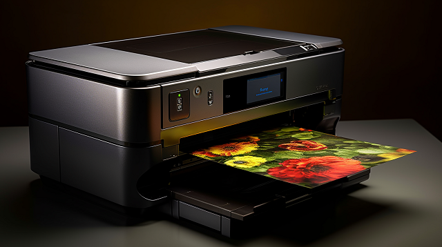 drukarka drukuje zdjęcie z kwiatami
