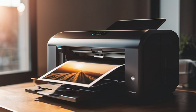 drukarka drukująca zdjęcie z zachodem słońca